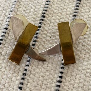 Vintage Mexican .925 Sterling Silver & Brass Earrings